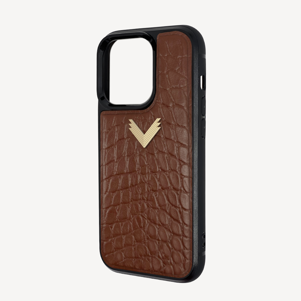 Husa Telefon iPhone 14 Pro Max, Piele Vitel, Textura Crocodil