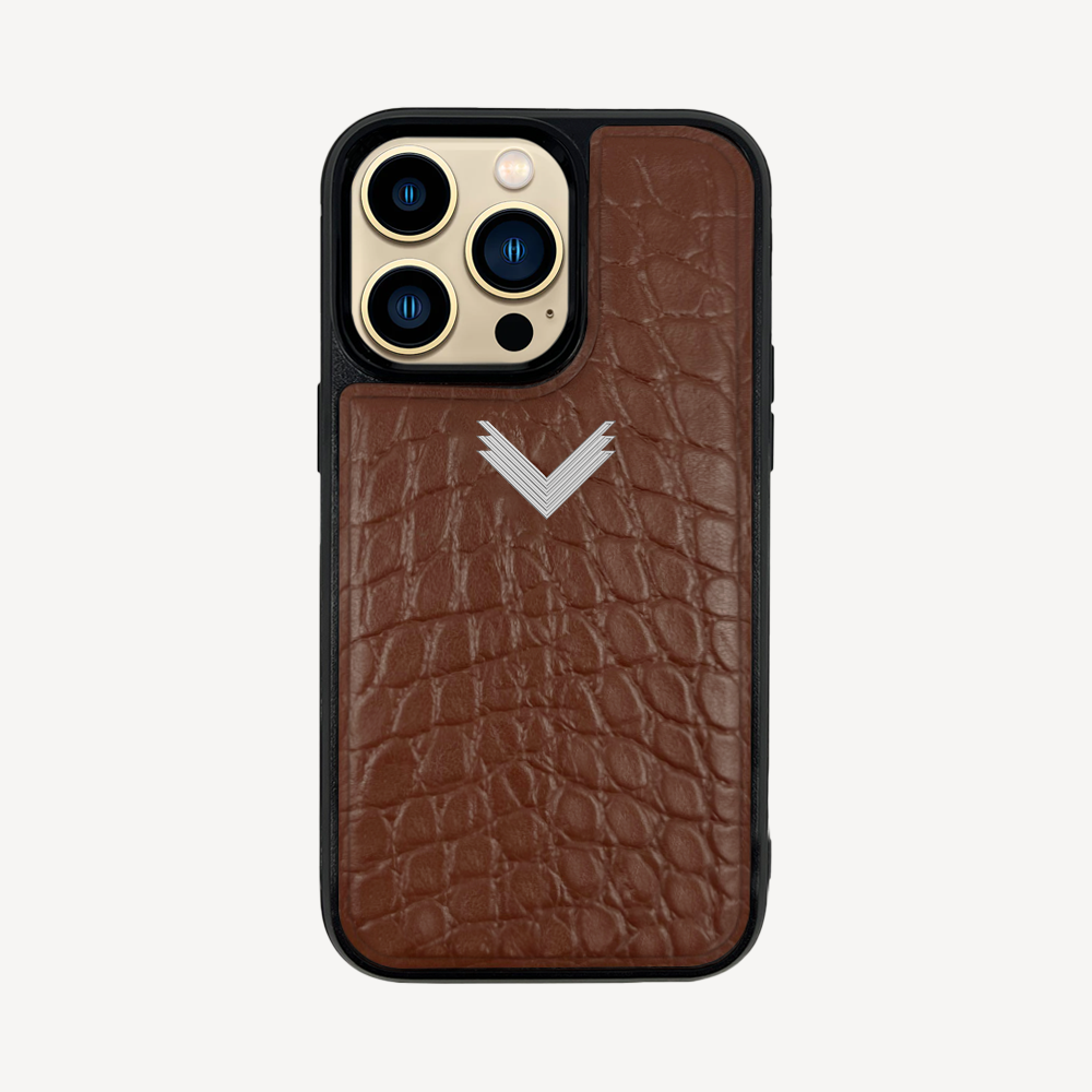 Husa Telefon iPhone 13 Pro Max, Piele Vitel, Textura Crocodil