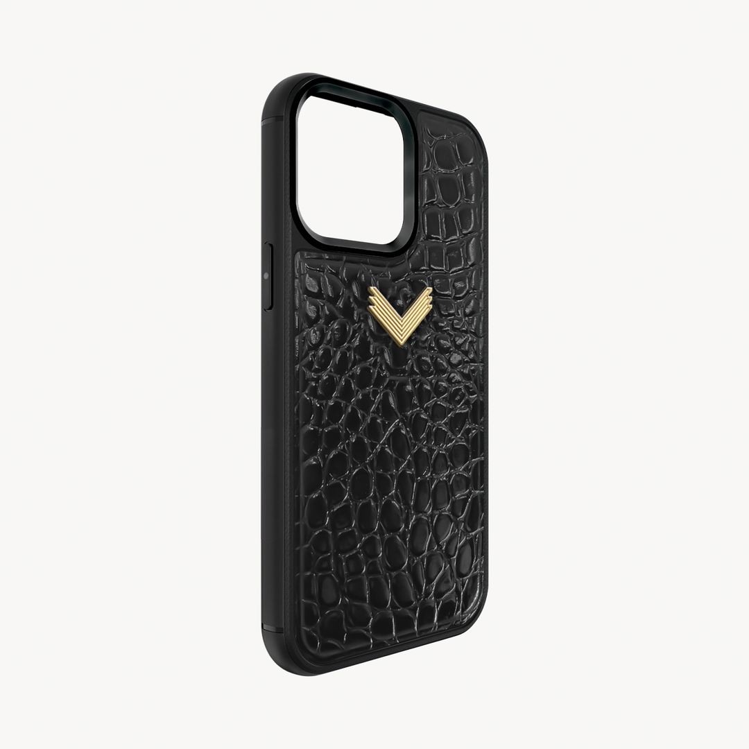 Husa Telefon iPhone 15 Pro, Piele Vitel, Textura Crocodil