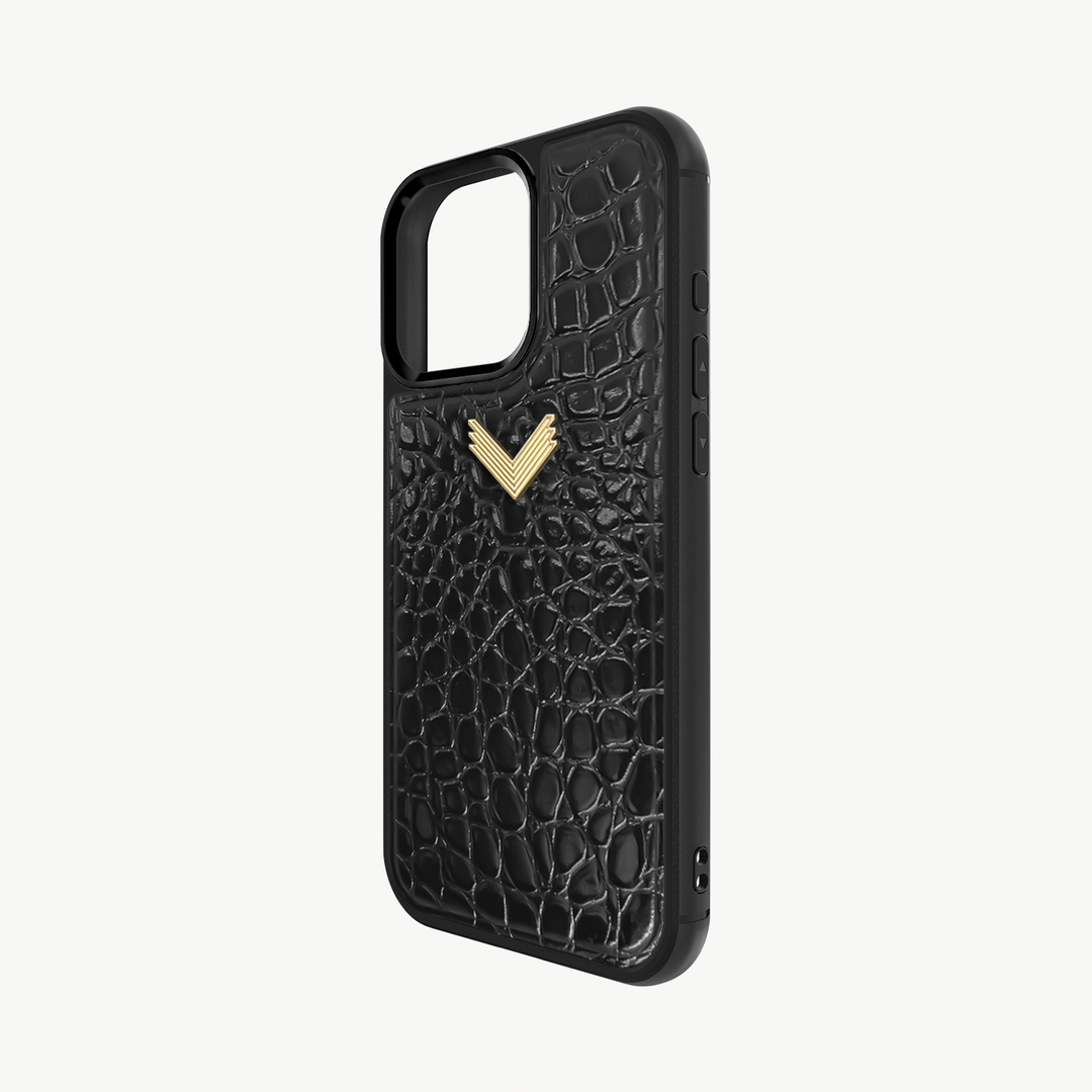 Husa Telefon iPhone 15 Pro, Piele Vitel, Textura Crocodil