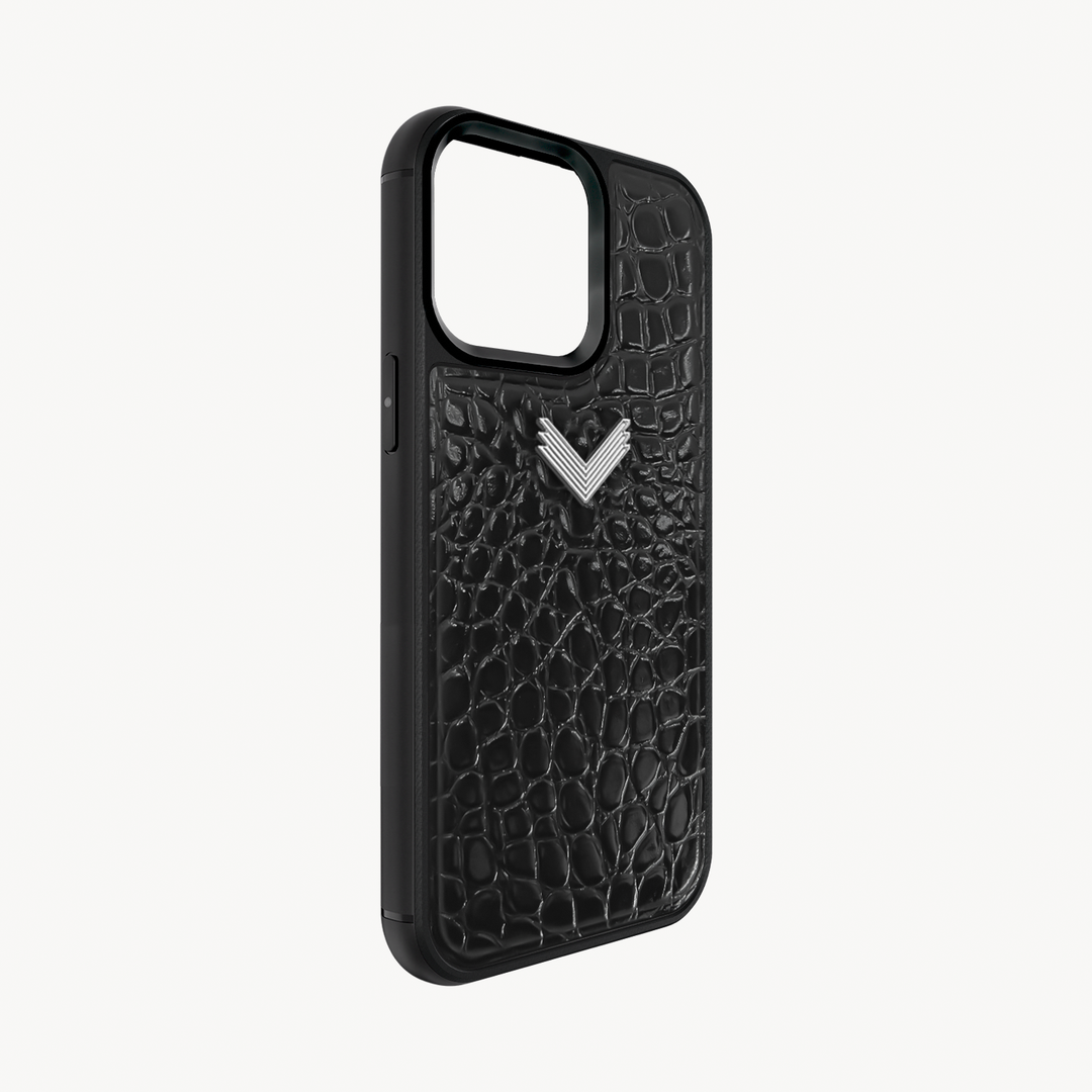 Husa Telefon iPhone 15 Pro, Piele Vitel, Textura Crocodil