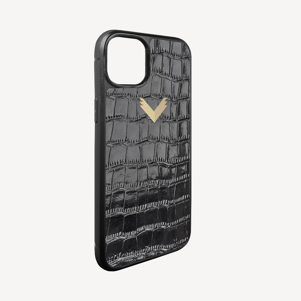 Husa Telefon iPhone 15, Piele Vitel, Textura Crocodil