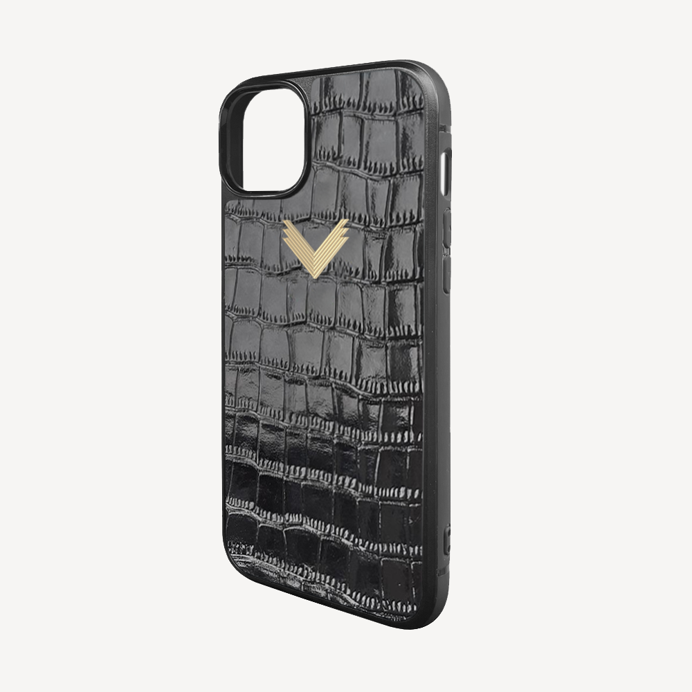 Husa Telefon iPhone 15, Piele Vitel, Textura Crocodil