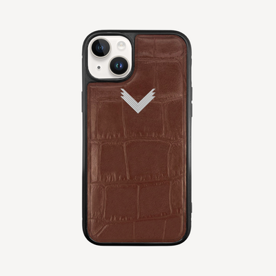 Husa Telefon iPhone 14, Piele Vitel, Textura Crocodil