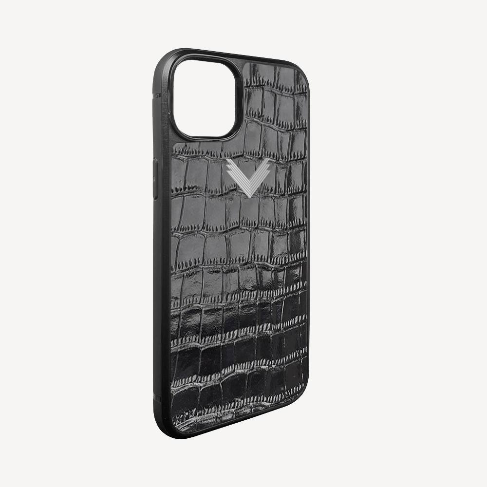 Husa Telefon iPhone 15 Plus, Piele Vitel, Textura Crocodil