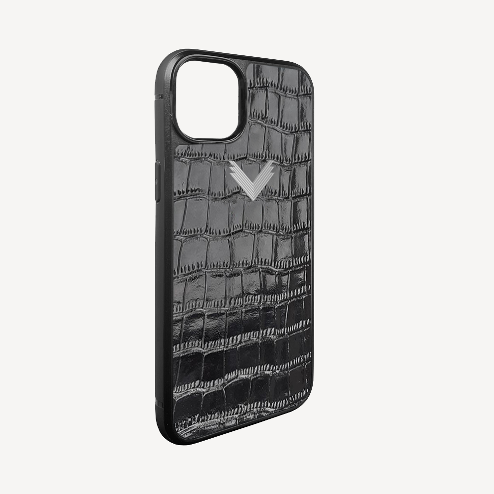Husa Telefon iPhone 15, Piele Vitel, Textura Crocodil