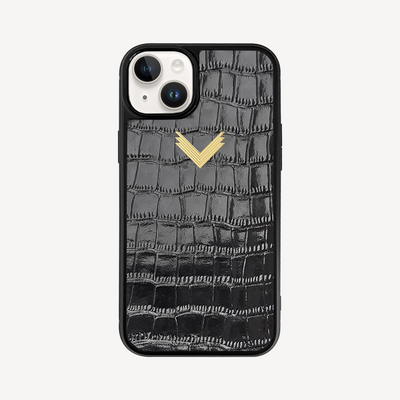 Husa Telefon iPhone 14, Piele Vitel, Textura Crocodil