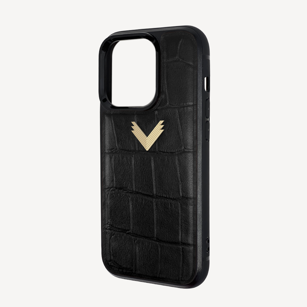 Husa Telefon iPhone 14 Pro, Piele Vitel, Textura Crocodil