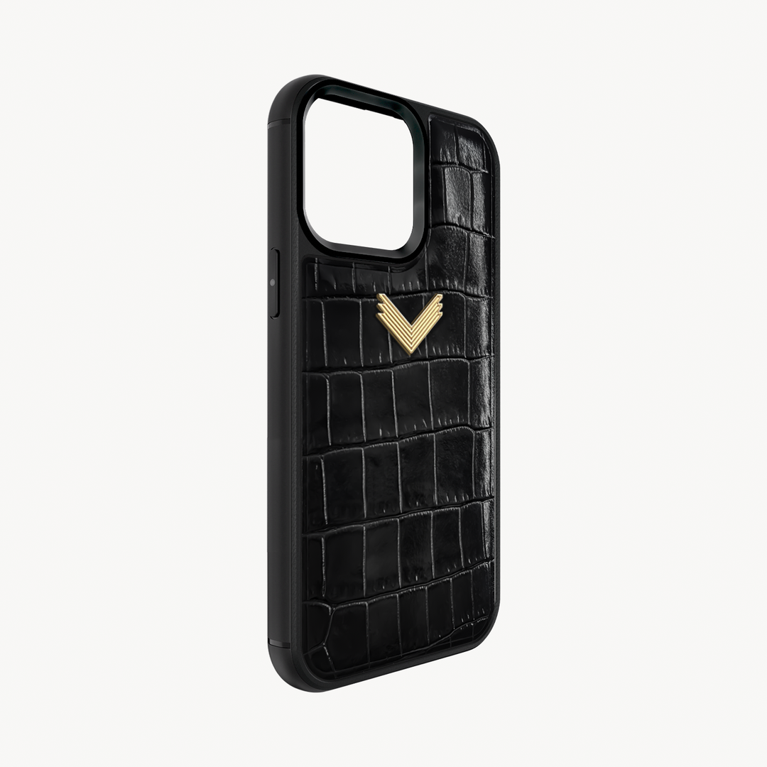 Husa Telefon iPhone 15 Pro Max, Piele Vitel, Textura Crocodil