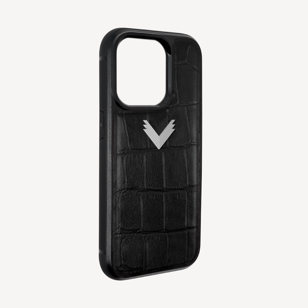 Husa Telefon iPhone 14 Pro, Piele Vitel, Textura Crocodil