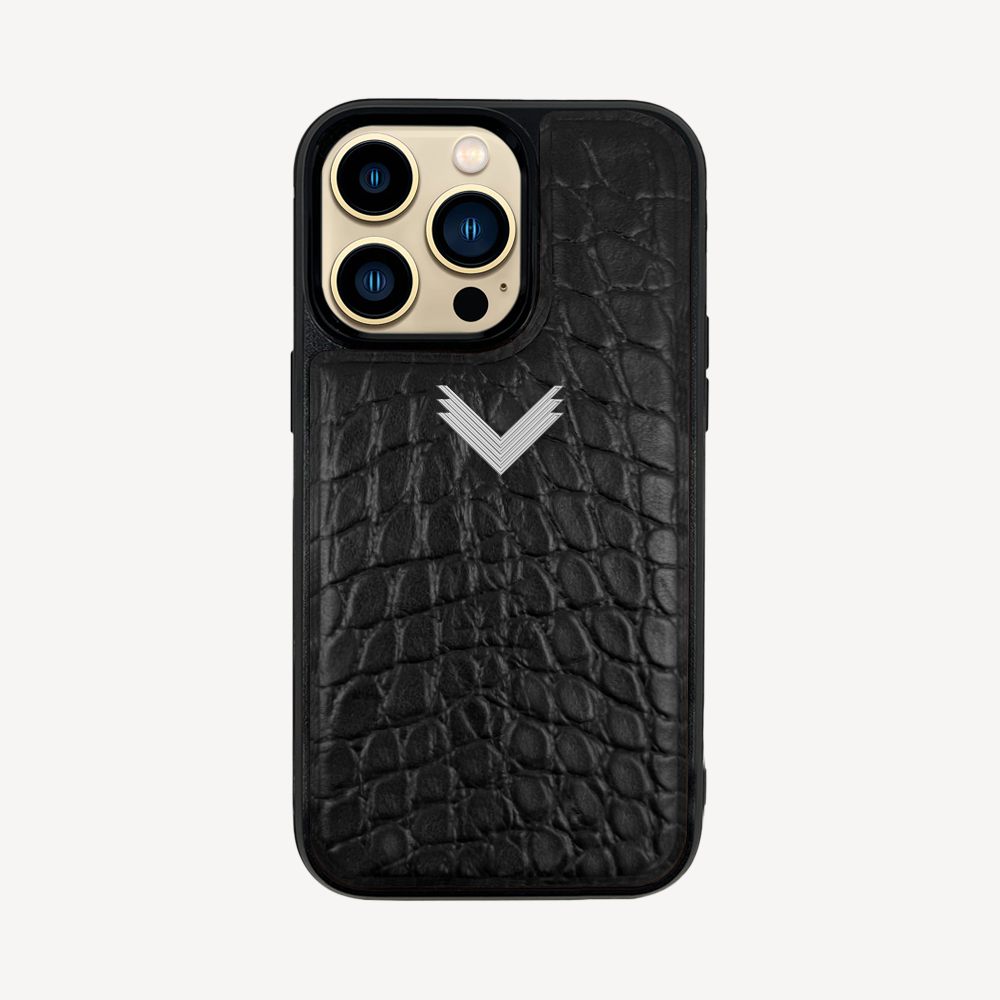 Husa Telefon iPhone 14 Pro Max, Piele Vitel, Textura Crocodil