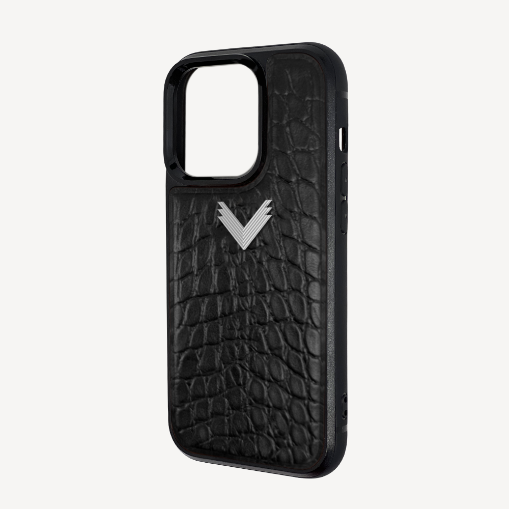 Husa Telefon iPhone 14 Pro Max, Piele Vitel, Textura Crocodil