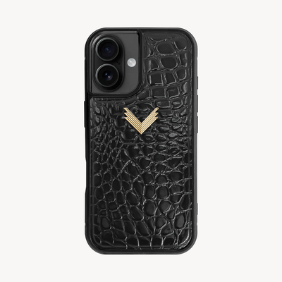 Husa Telefon iPhone 16, Piele Vitel, Textura Crocodil