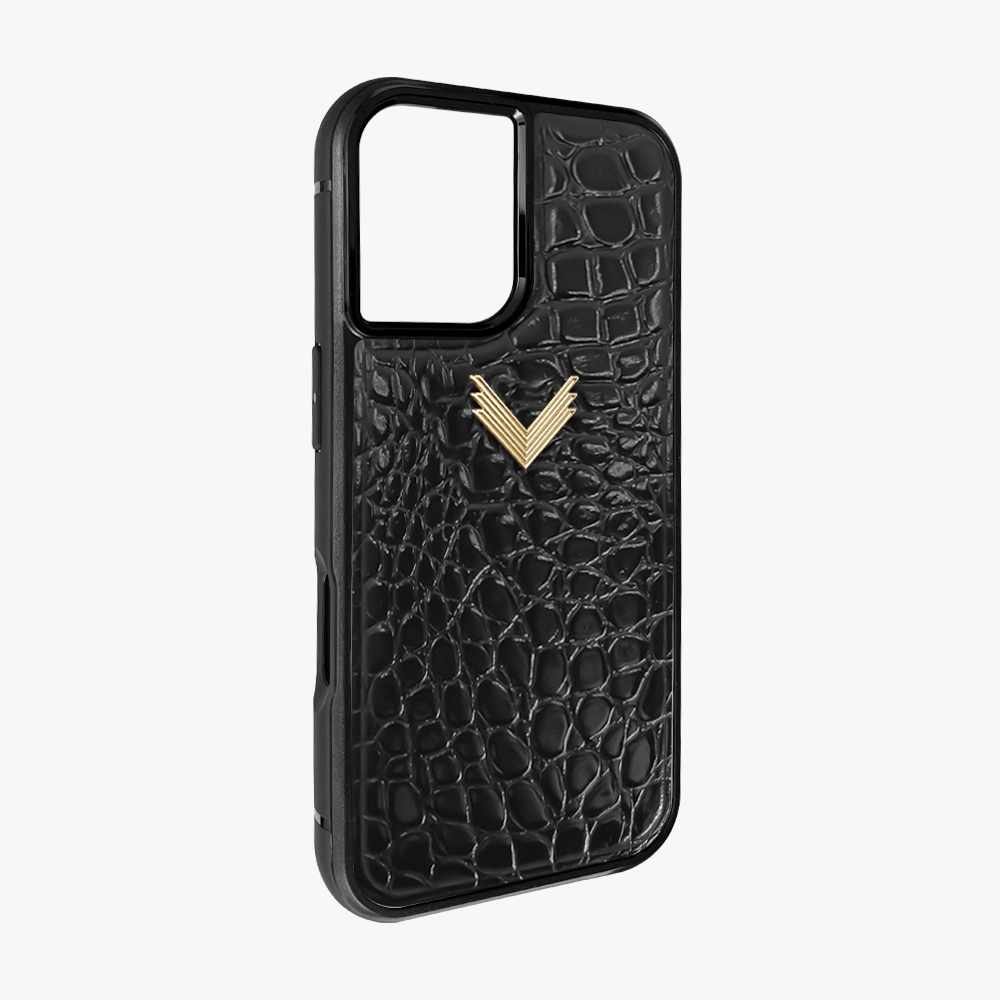 Husa Telefon iPhone 16, Piele Vitel, Textura Crocodil