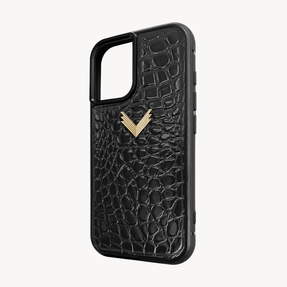 Husa Telefon iPhone 16, Piele Vitel, Textura Crocodil