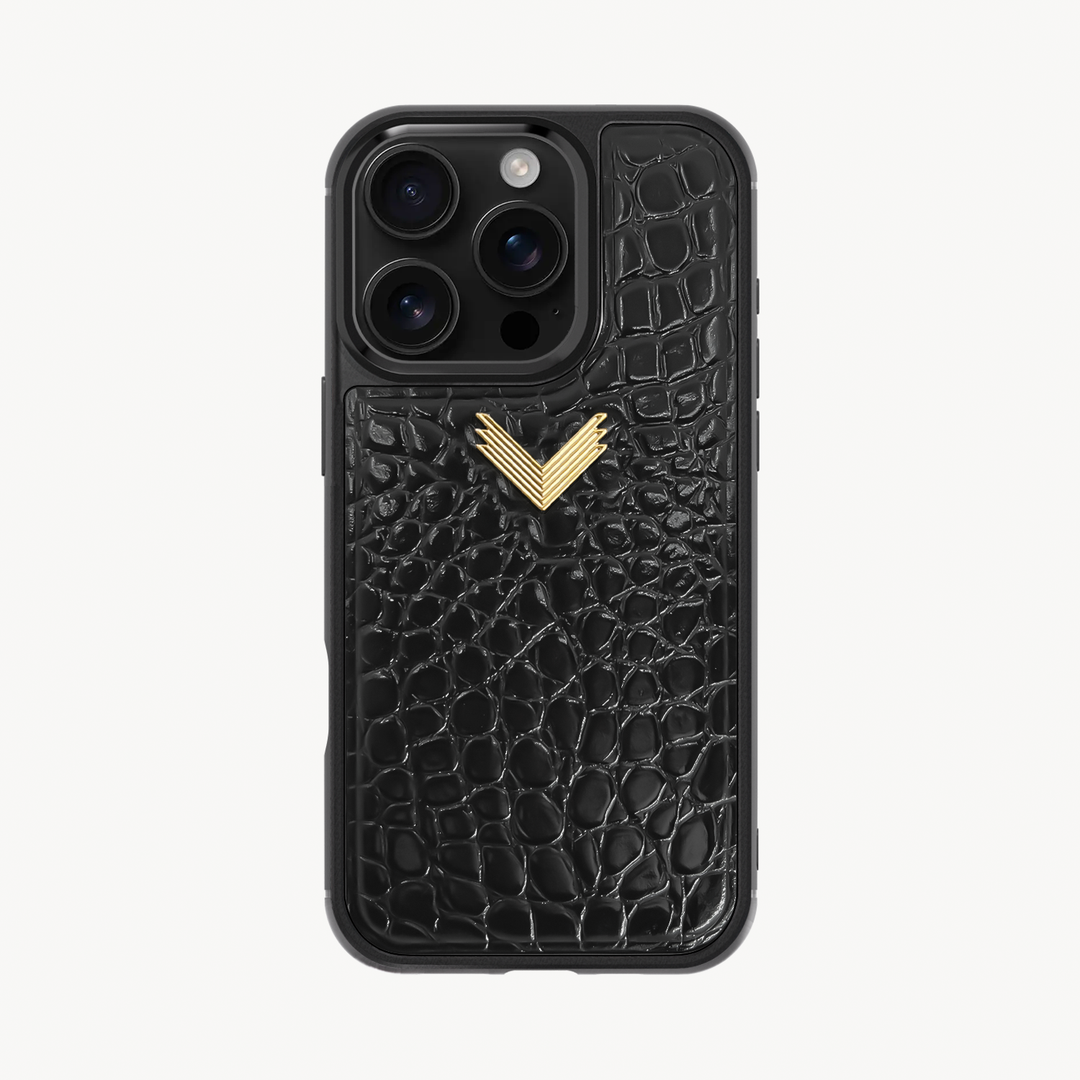 Husa Telefon iPhone 16 Pro, Piele Vitel, Textura Crocodil