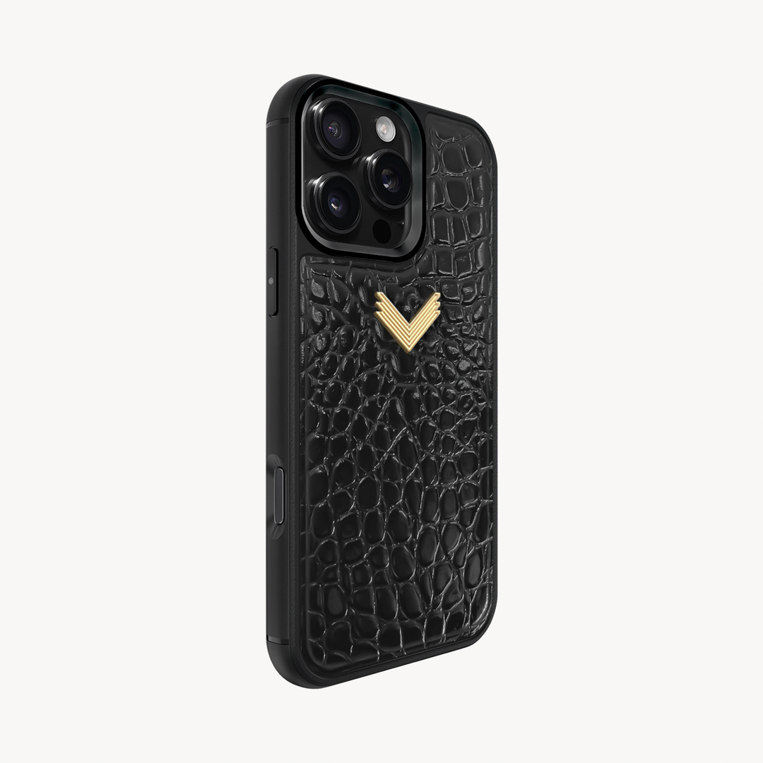 Husa Telefon iPhone 16 Pro, Piele Vitel, Textura Crocodil
