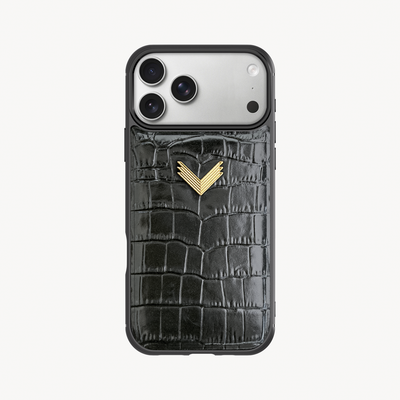 Husa Telefon iPhone 18 Pro, Piele Vitel, Textura Crocodil