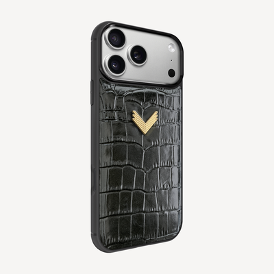 Husa Telefon iPhone 18 Pro, Piele Vitel, Textura Crocodil