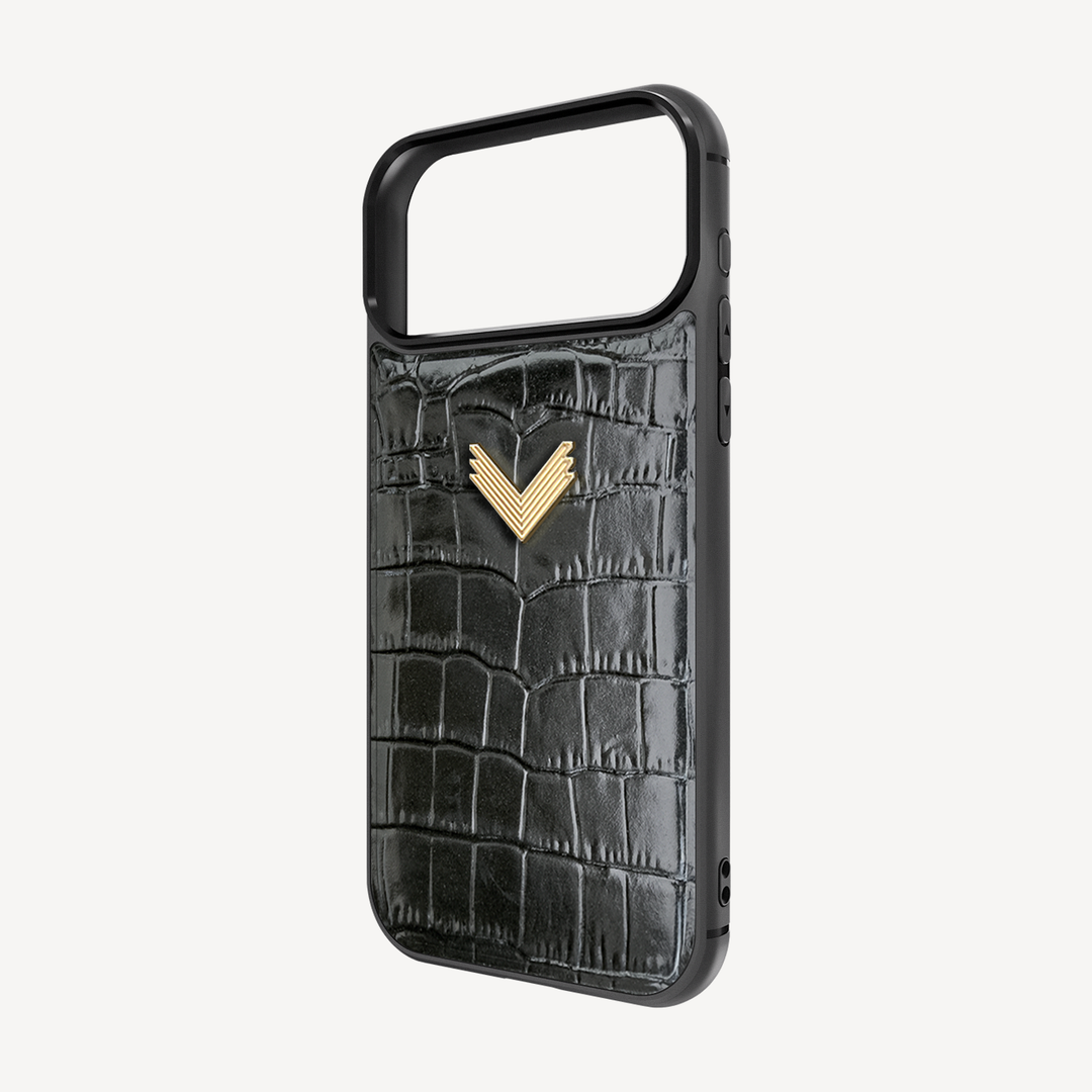 Husa Telefon iPhone 18 Pro, Piele Vitel, Textura Crocodil