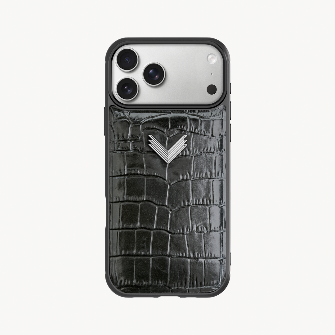 Husa Telefon iPhone 18 Pro, Piele Vitel, Textura Crocodil