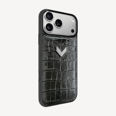 Husa Telefon iPhone 18 Pro, Piele Vitel, Textura Crocodil