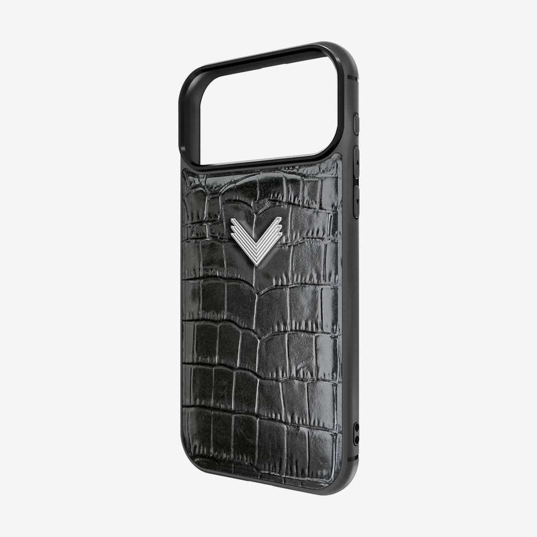 Husa Telefon iPhone 18 Pro, Piele Vitel, Textura Crocodil