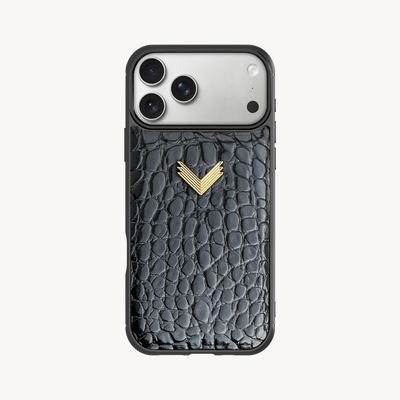 Husa Telefon iPhone 17 Pro, Piele Vitel, Textura Crocodil