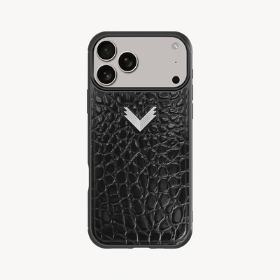 Husa Telefon iPhone 17 Pro, Piele Vitel, Textura Crocodil