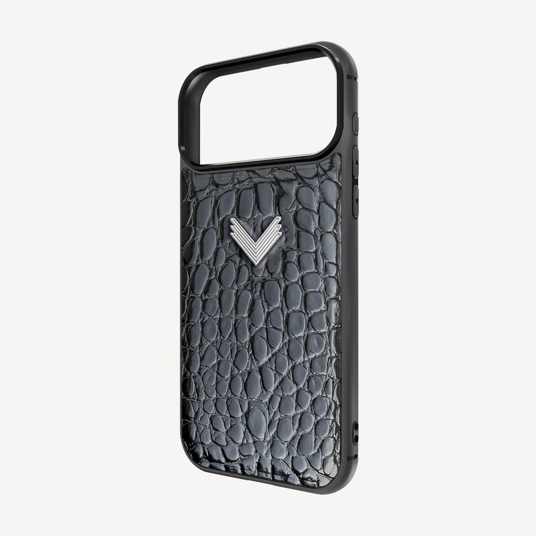 Husa Telefon iPhone 17 Pro, Piele Vitel, Textura Crocodil