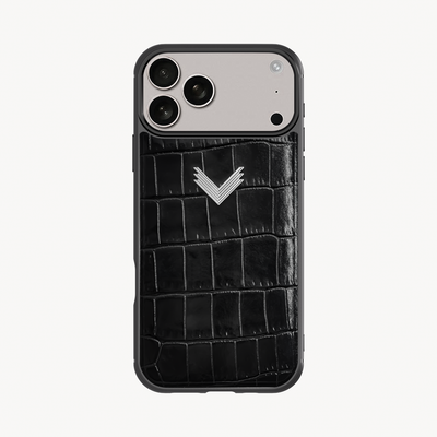 Husa Telefon iPhone 17 Pro Max, Piele Vitel, Textura Crocodil