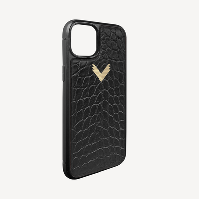 Husa Telefon iPhone 15, Piele Vitel, Textura Crocodil