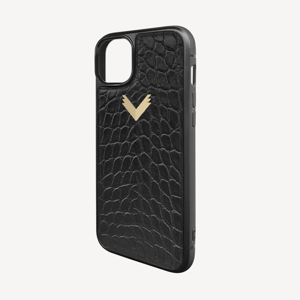 Husa Telefon iPhone 15, Piele Vitel, Textura Crocodil
