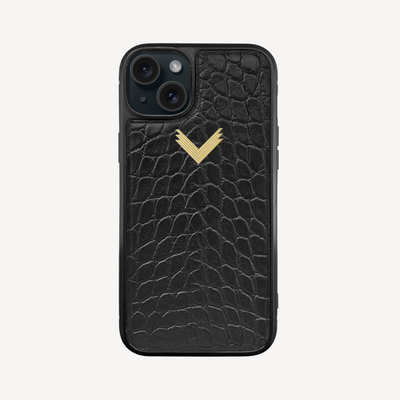 Husa Telefon iPhone 15, Piele Vitel, Textura Crocodil