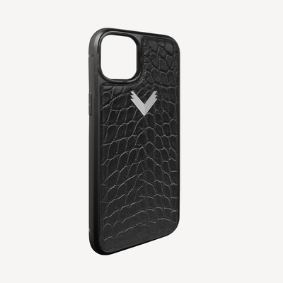 Husa Telefon iPhone 15, Piele Vitel, Textura Crocodil