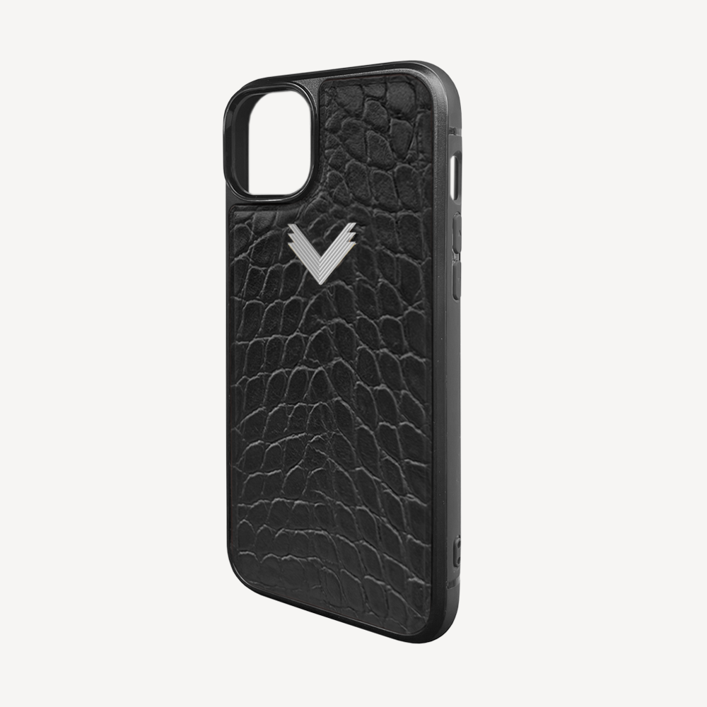 Husa Telefon iPhone 15, Piele Vitel, Textura Crocodil