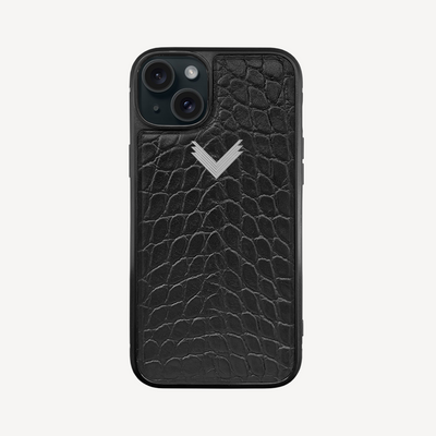 Husa Telefon iPhone 15, Piele Vitel, Textura Crocodil