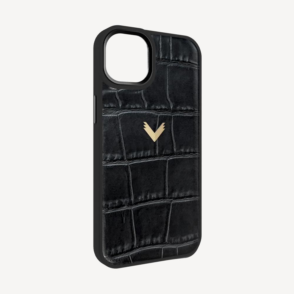 Husa Telefon iPhone 15, Piele Vitel, Textura Crocodil