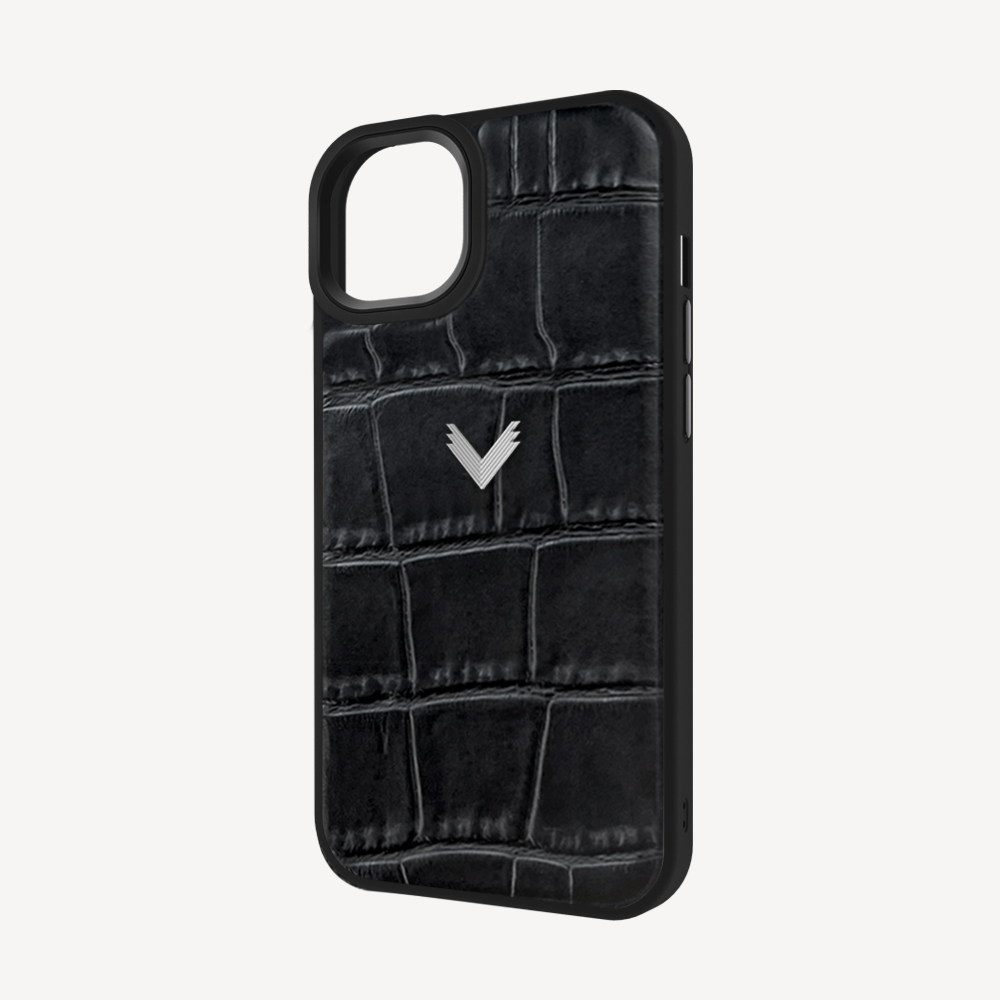 Husa Telefon iPhone 15, Piele Vitel, Textura Crocodil