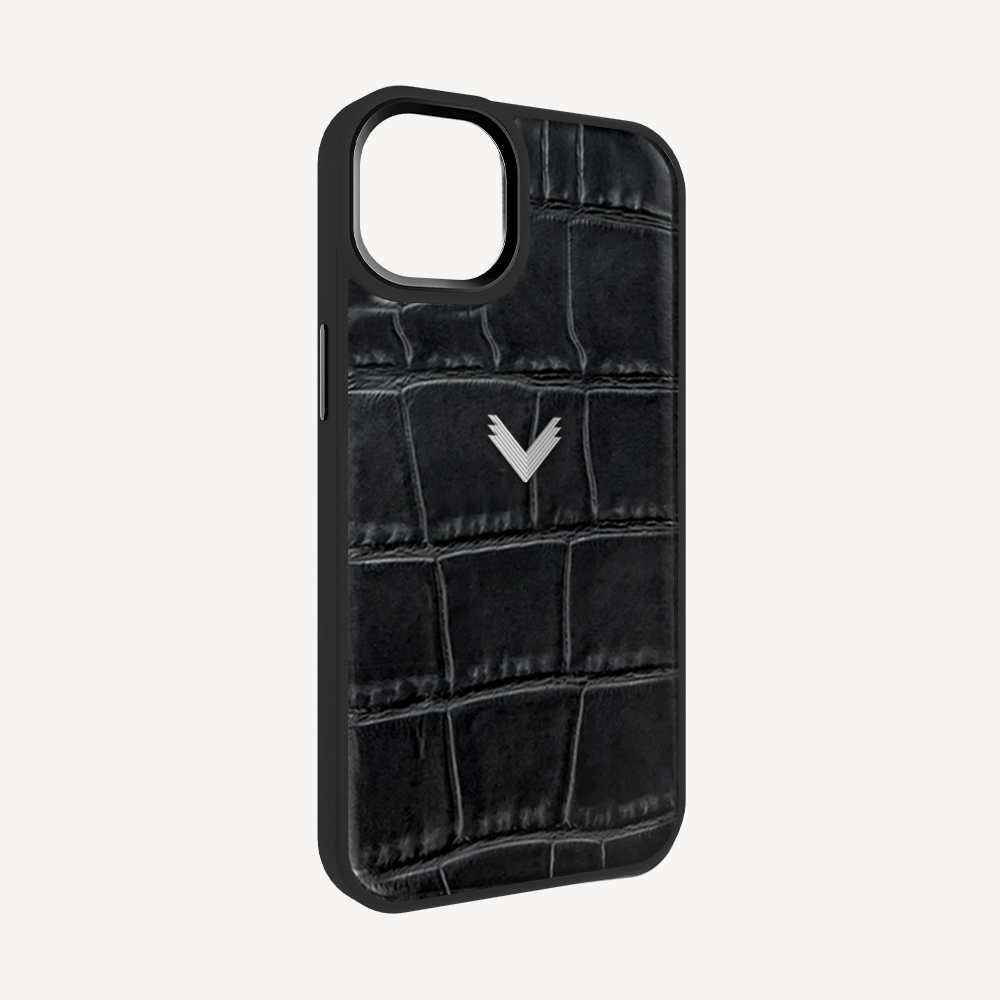 Husa Telefon iPhone 15, Piele Vitel, Textura Crocodil