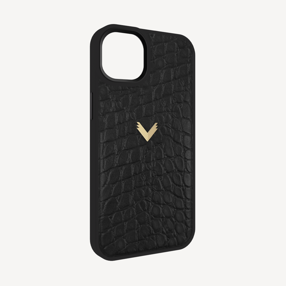 Husa Telefon iPhone 15, Piele Vitel, Textura Crocodil