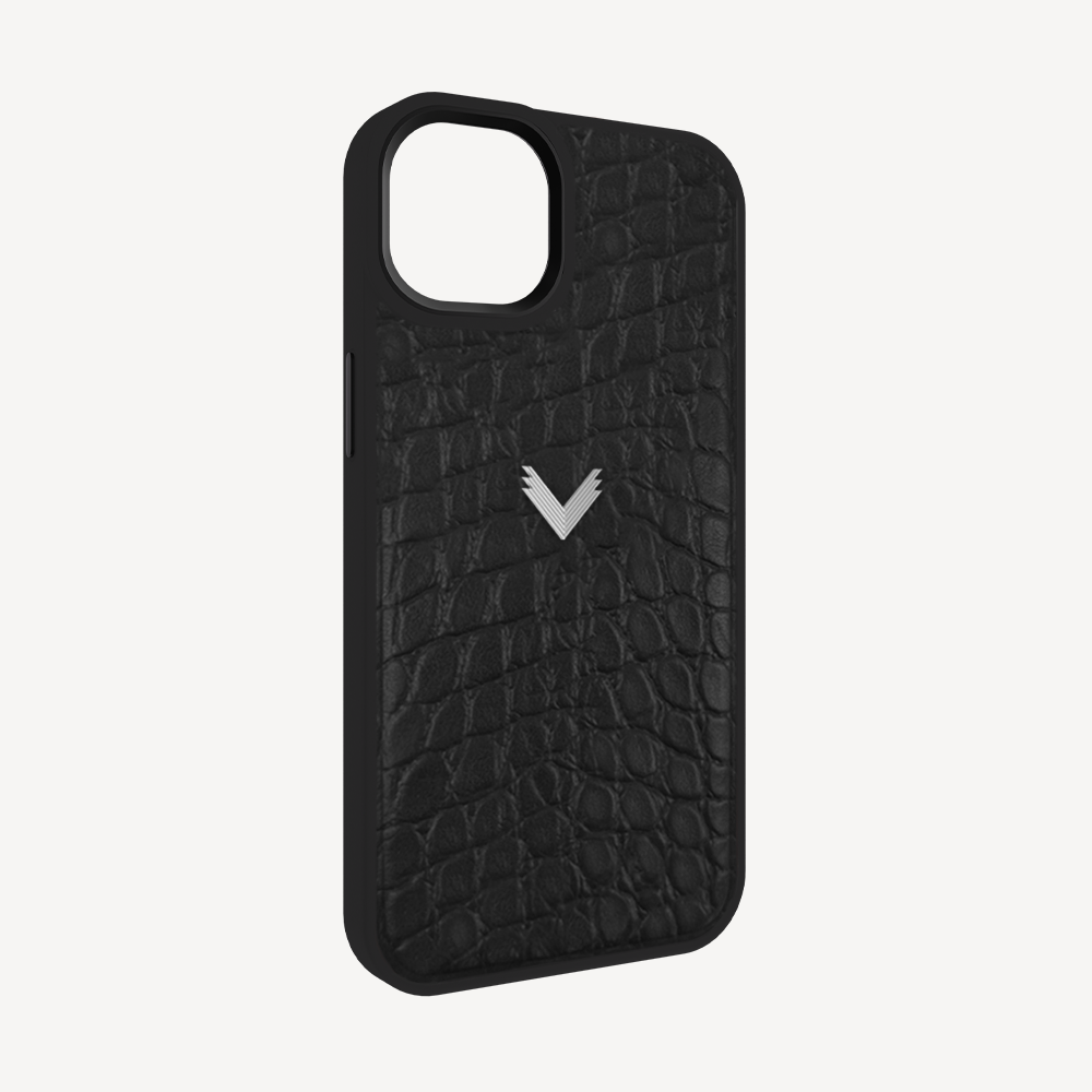 Husa Telefon iPhone 15, Piele Vitel, Textura Crocodil