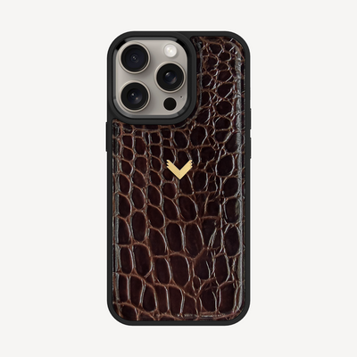 Husa Telefon iPhone 15 Pro, Piele Vitel, Textura Crocodil
