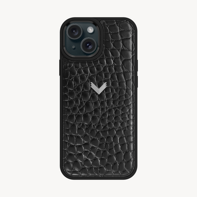 Husa Telefon iPhone 15 Plus, Piele Vitel, Textura Crocodil