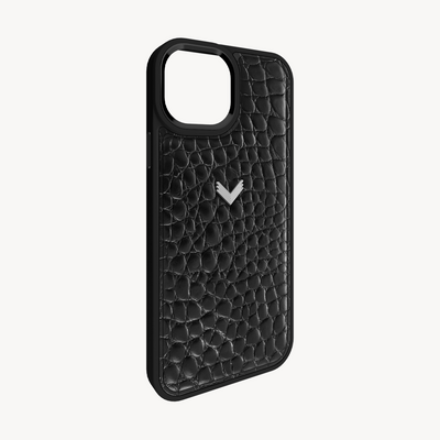 Husa Telefon iPhone 15 Plus, Piele Vitel, Textura Crocodil