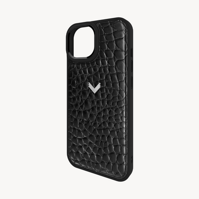 Husa Telefon iPhone 15 Plus, Piele Vitel, Textura Crocodil