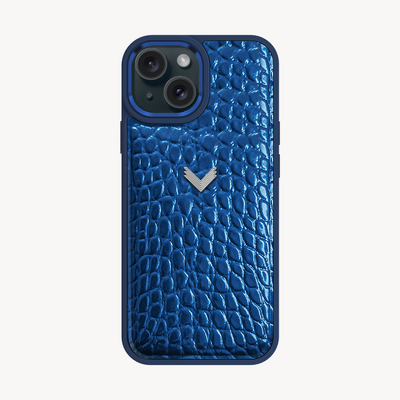 Husa Telefon iPhone 15 Plus, Piele Vitel, Textura Crocodil