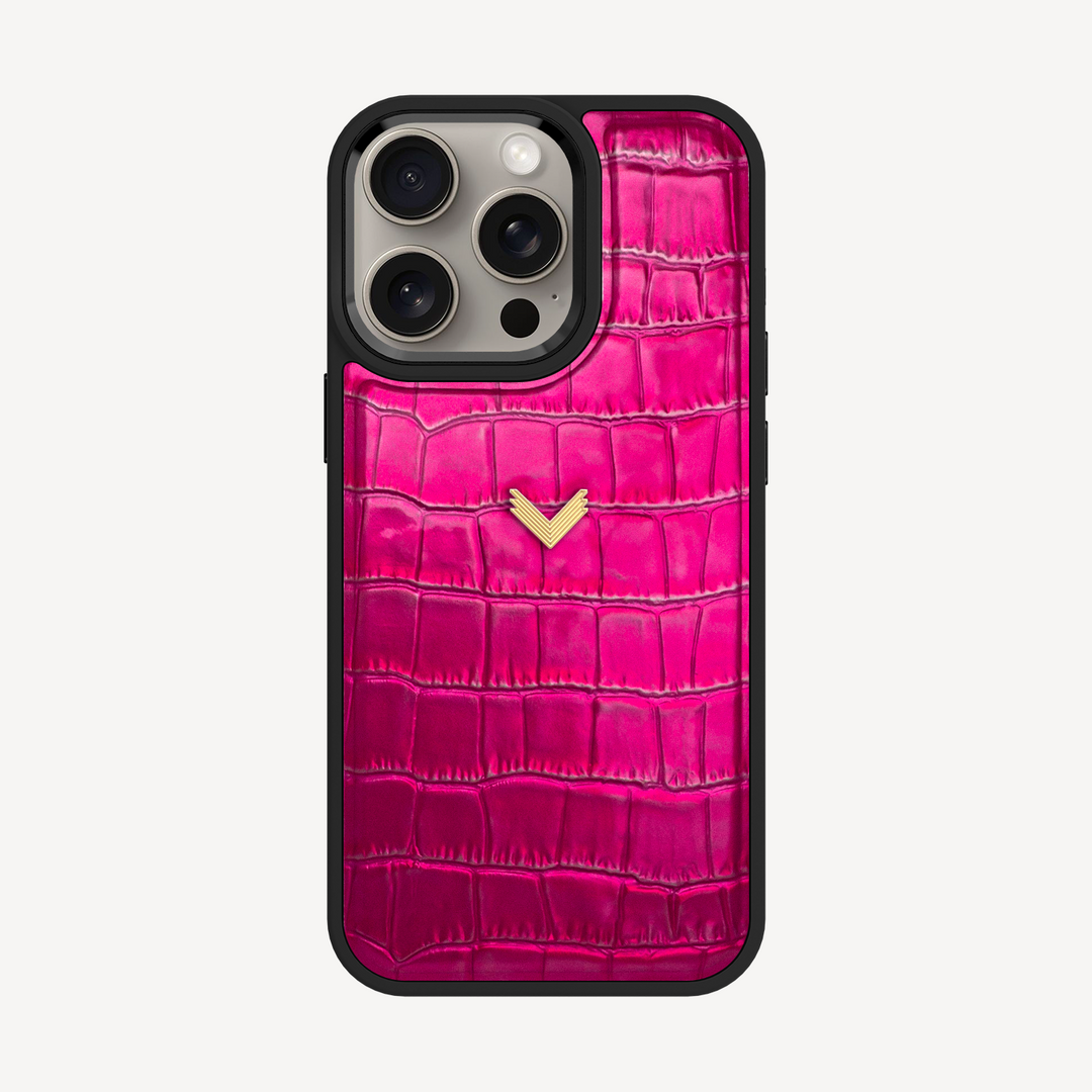 Husa Telefon iPhone 15 Pro Max, Piele Vitel, Textura Crocodil