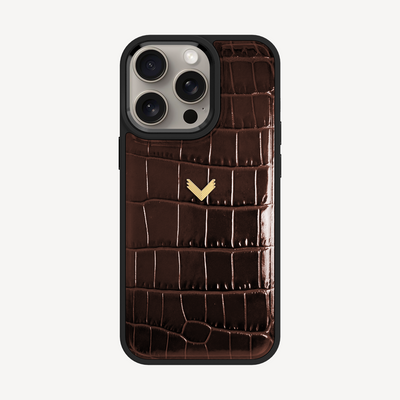 Husa Telefon iPhone 15 Pro Max, Piele Vitel, Textura Crocodil