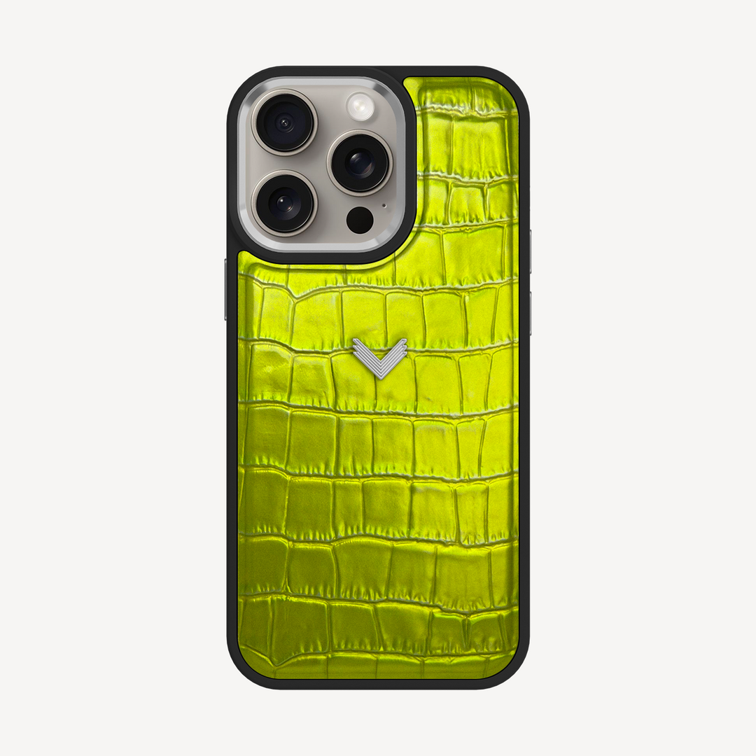 Husa Telefon iPhone 15 Pro Max, Piele Vitel, Textura Crocodil